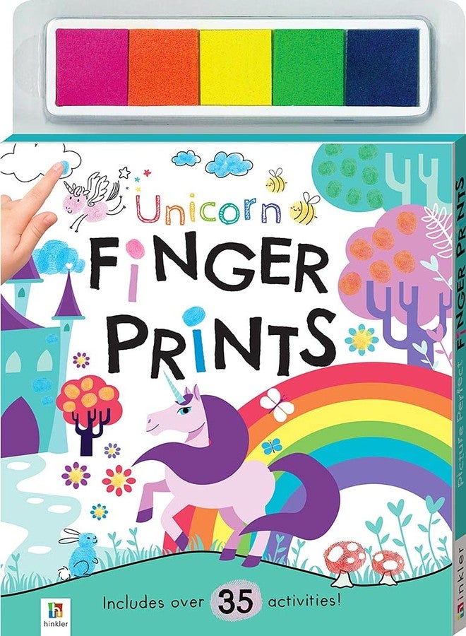 Hinkler Unicorn Finger Painting and Colouring Art Book with 35+ Fun Activities, Finger Painting Fun Activity Book for Boys and Girls, Includes 5 Colours Ink Pad, Non-Toxic Mess-Free Washable Colors, Thumb Print Art, Ideal for kids Gifting, 3+ Years - Image 1